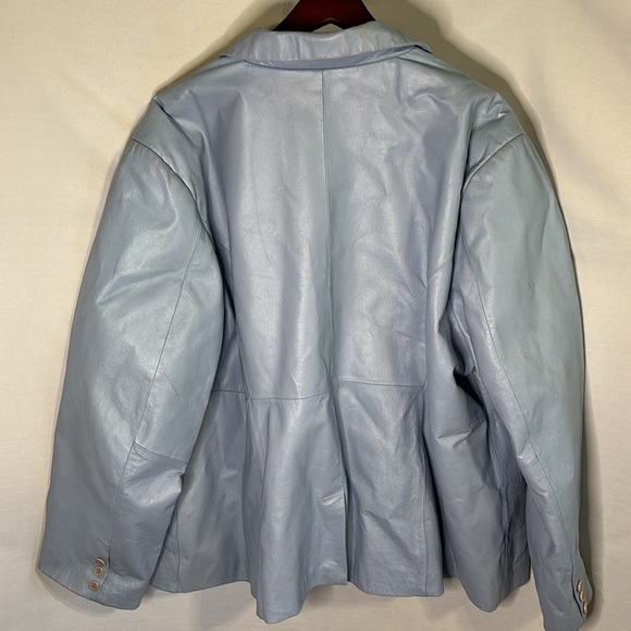Vintage Terry Lewis Leather Blazer Size 3X Baby Blue - Picture 4 of 4